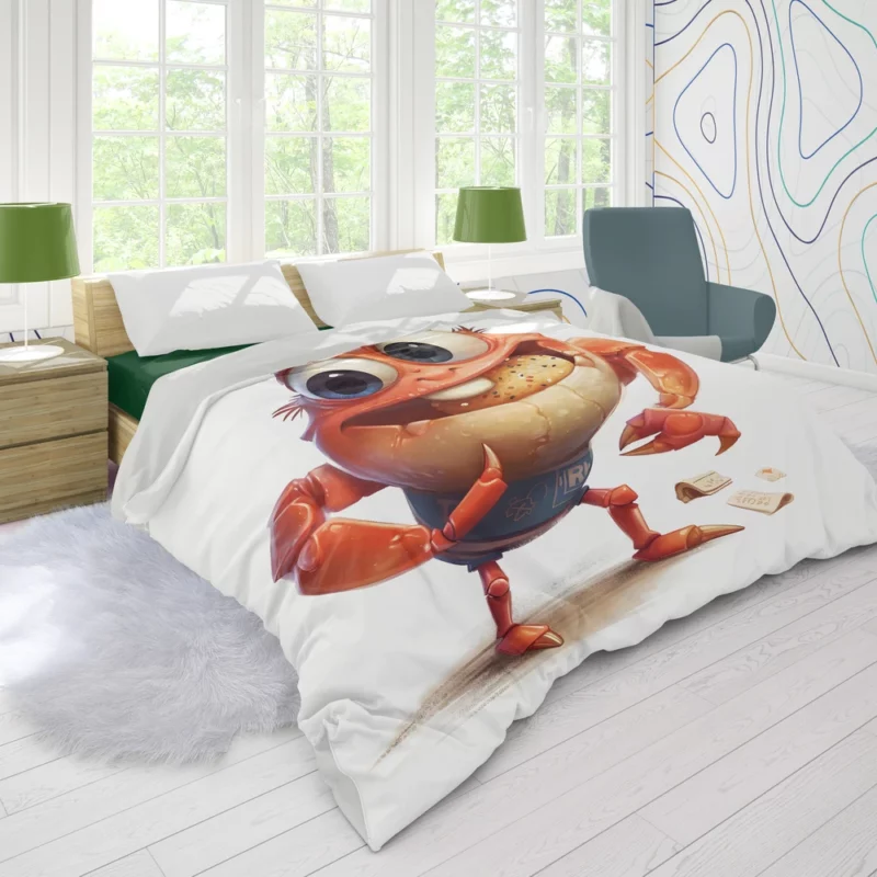 Crab With Beer Drawing Duvet Cover