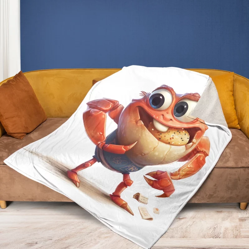 Crab With Beer Drawing Fleece Blanket 1