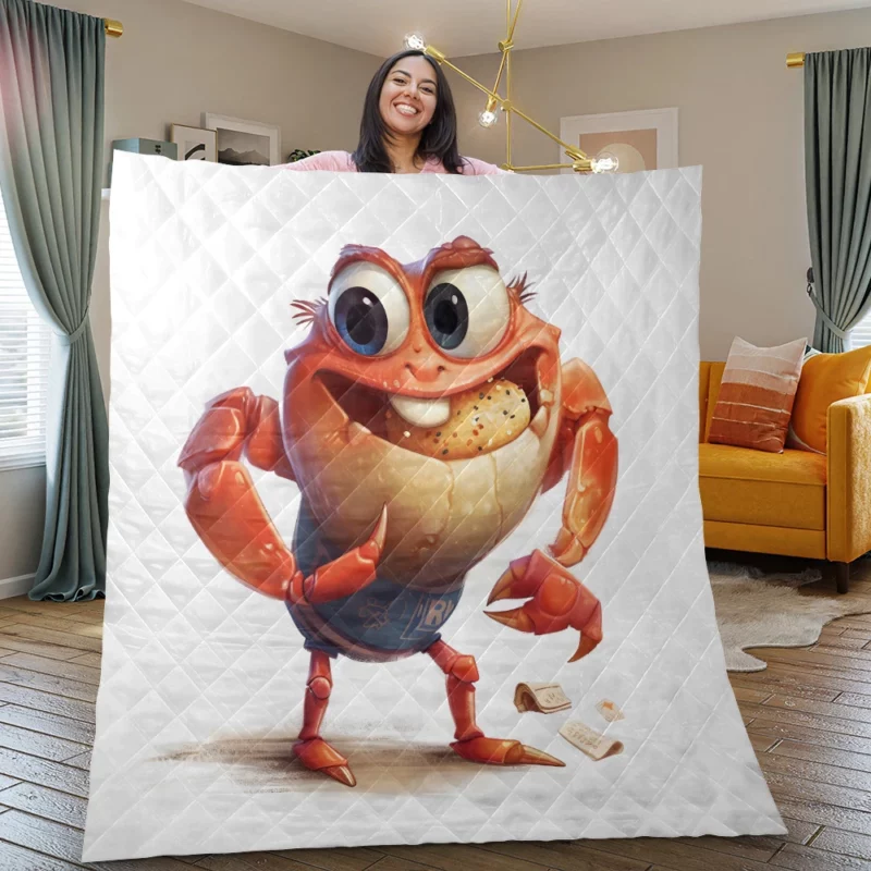 Crab With Beer Drawing Quilt Blanket