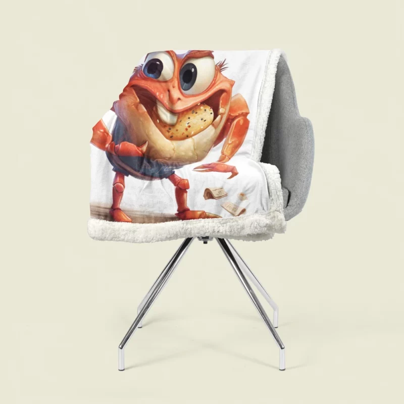 Crab With Beer Drawing Sherpa Fleece Blanket 1