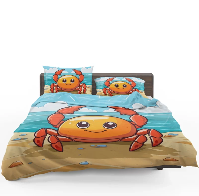 Crab on the Beach AI Art Bedding Set 1