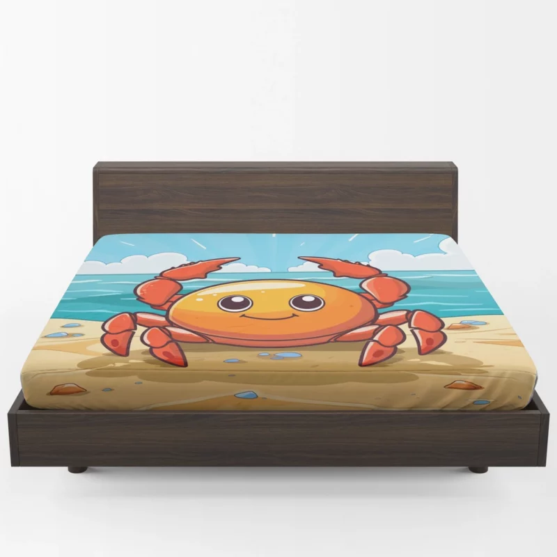 Crab on the Beach AI Art Fitted Sheet 1