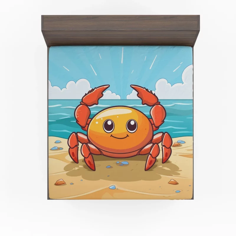 Crab on the Beach AI Art Fitted Sheet