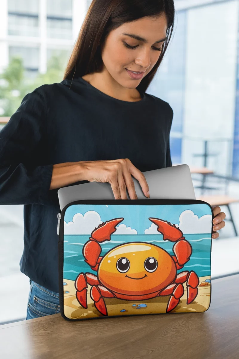 Crab on the Beach AI Art Laptop Sleeve 1