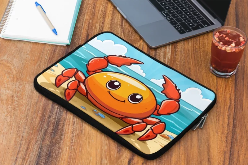 Crab on the Beach AI Art Laptop Sleeve 2