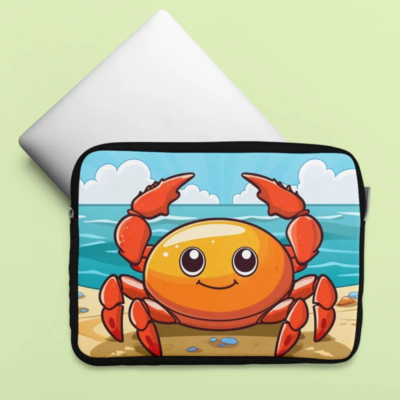 Crab on the Beach AI Art Laptop Sleeve