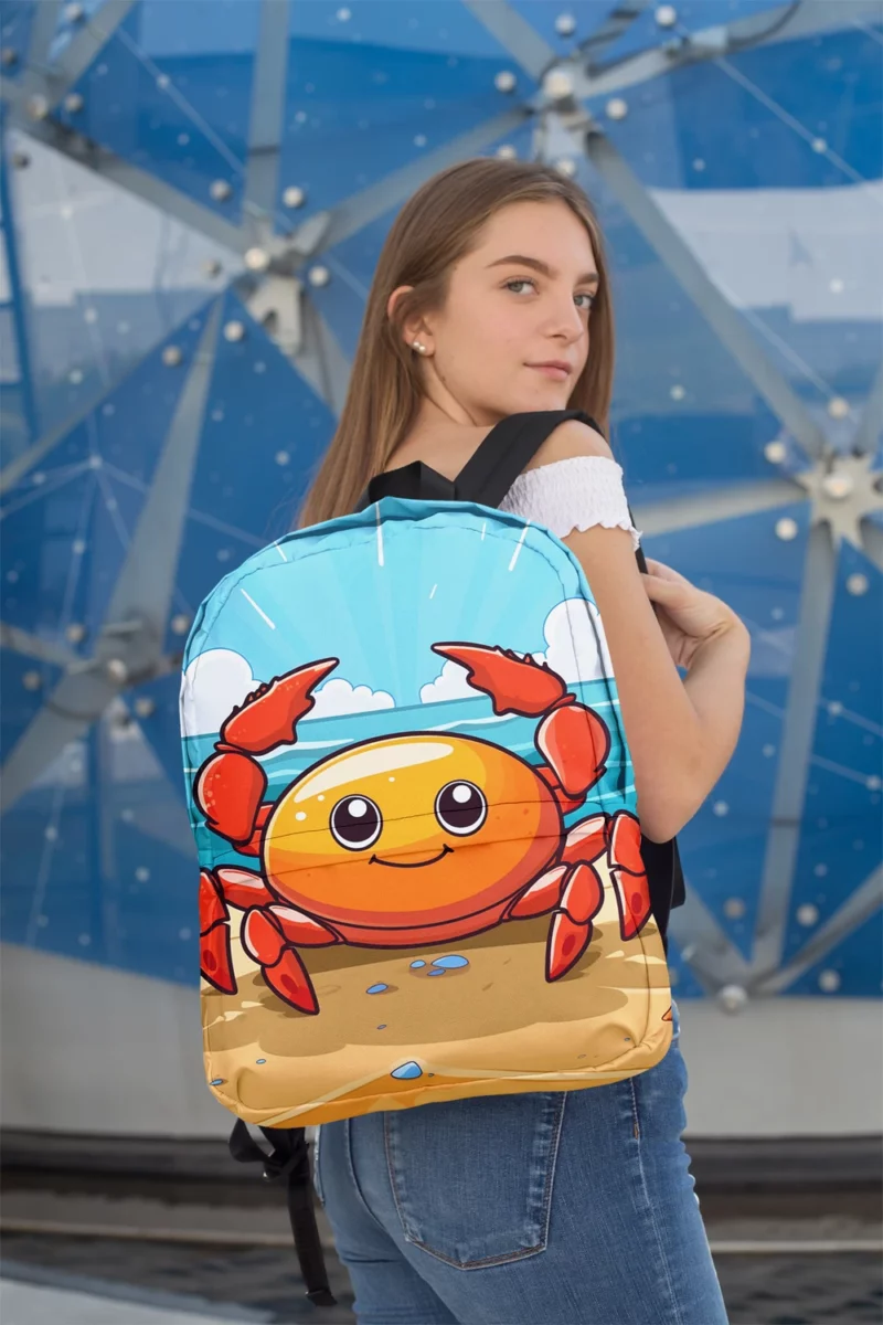 Crab on the Beach AI Art Minimalist Backpack 2