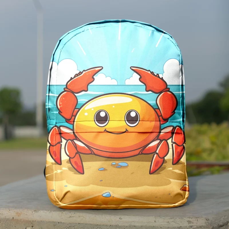 Crab on the Beach AI Art Minimalist Backpack