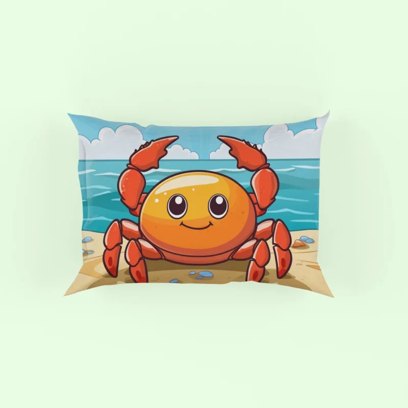 Crab on the Beach AI Art Pillow Case