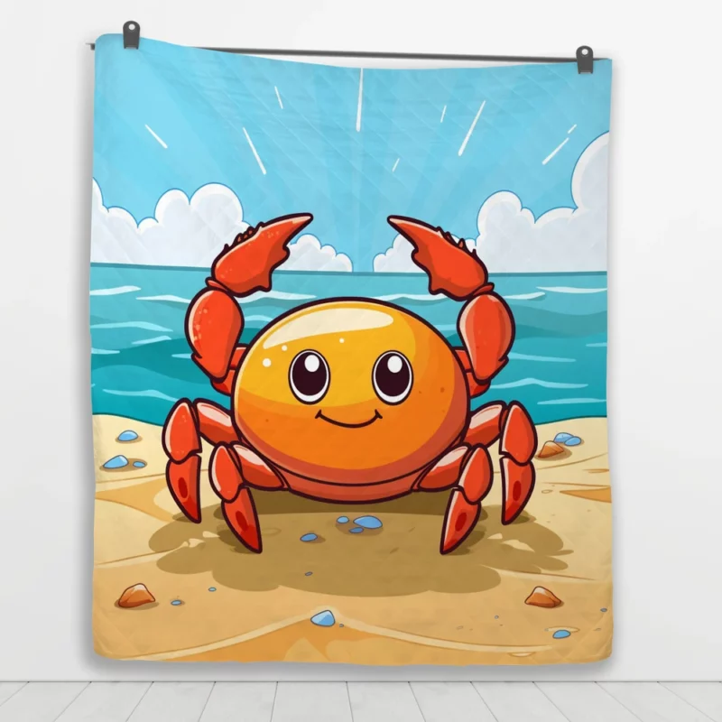 Crab on the Beach AI Art Quilt Blanket 1