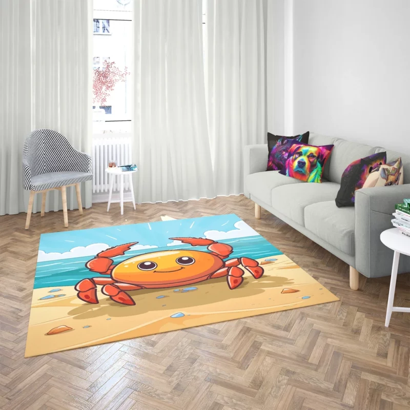 Crab on the Beach AI Art Rug 2