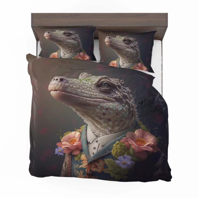 Crocodile Chic Floral Outfits Bedding Set 2