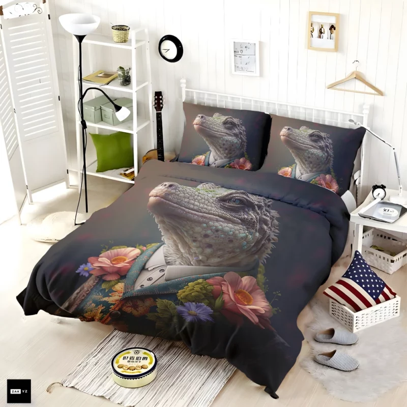 Crocodile Chic Floral Outfits Bedding Set