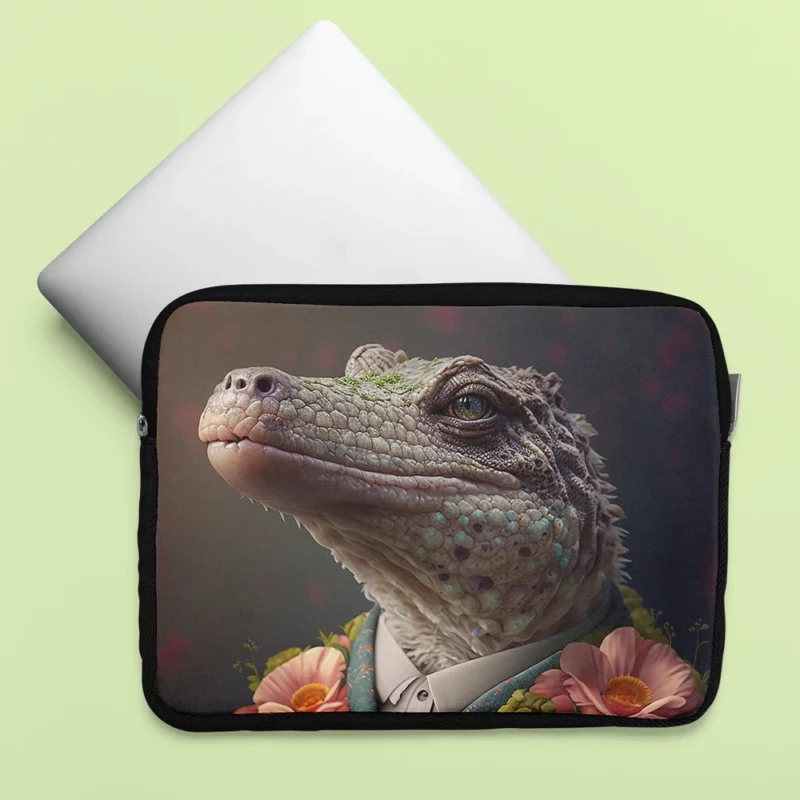 Crocodile Chic Floral Outfits Laptop Sleeve