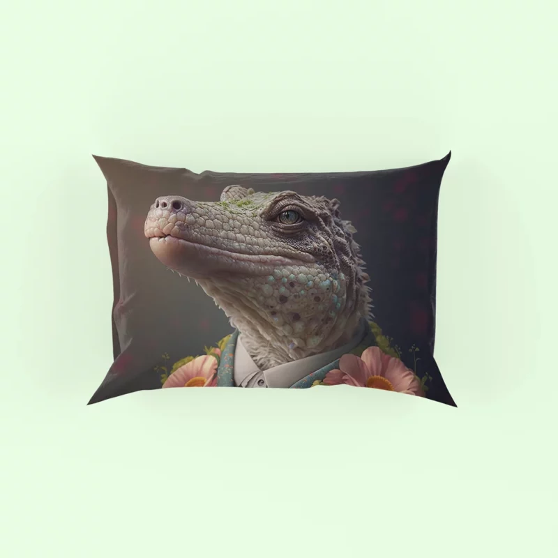 Crocodile Chic Floral Outfits Pillow Case