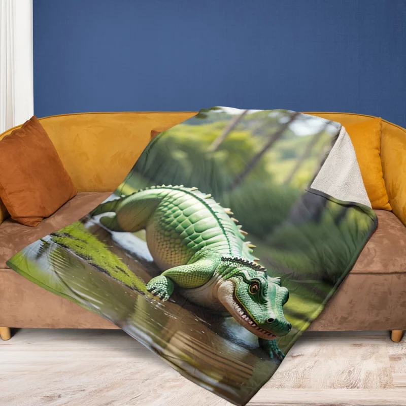 Crocodile Wallpaper Fleece Blanket 1