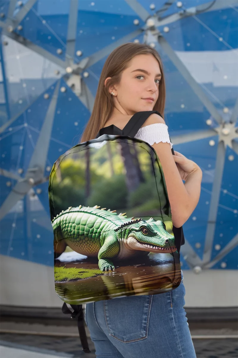 Crocodile Wallpaper Minimalist Backpack 2