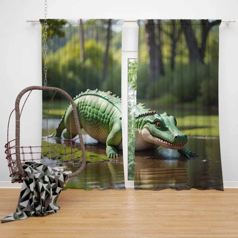 Crocodile Wallpaper Window Curtain