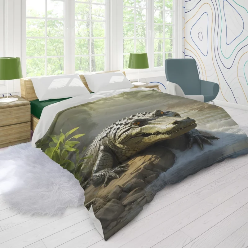 Crocodile by the Riverbank Duvet Cover