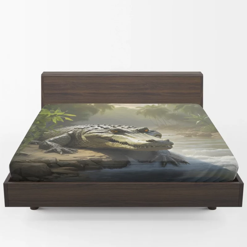 Crocodile by the Riverbank Fitted Sheet 1