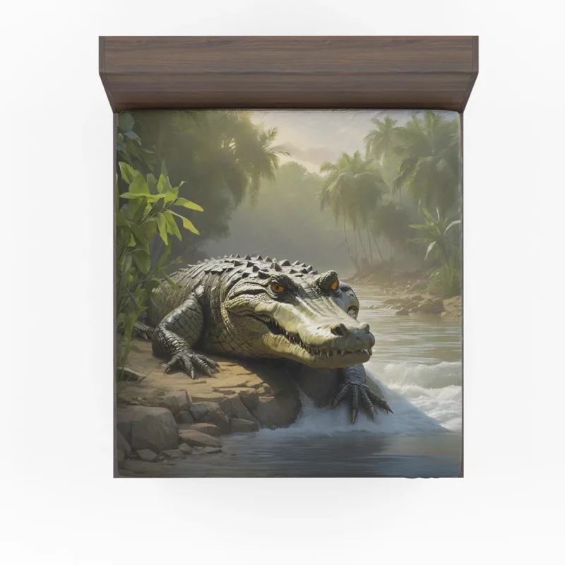 Crocodile by the Riverbank Fitted Sheet