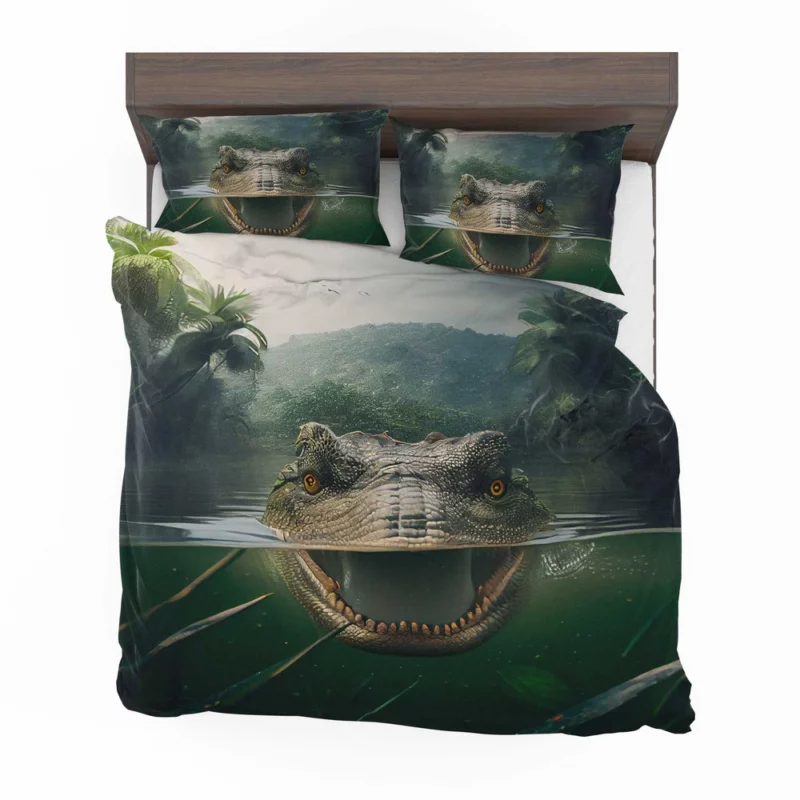 Crocodile in Lake AI Art Bedding Set 2