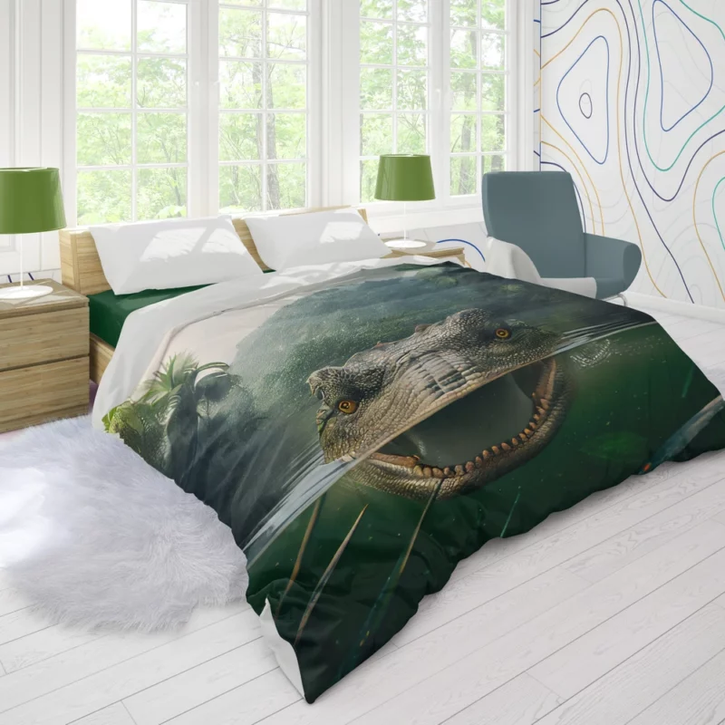 Crocodile in Lake AI Art Duvet Cover