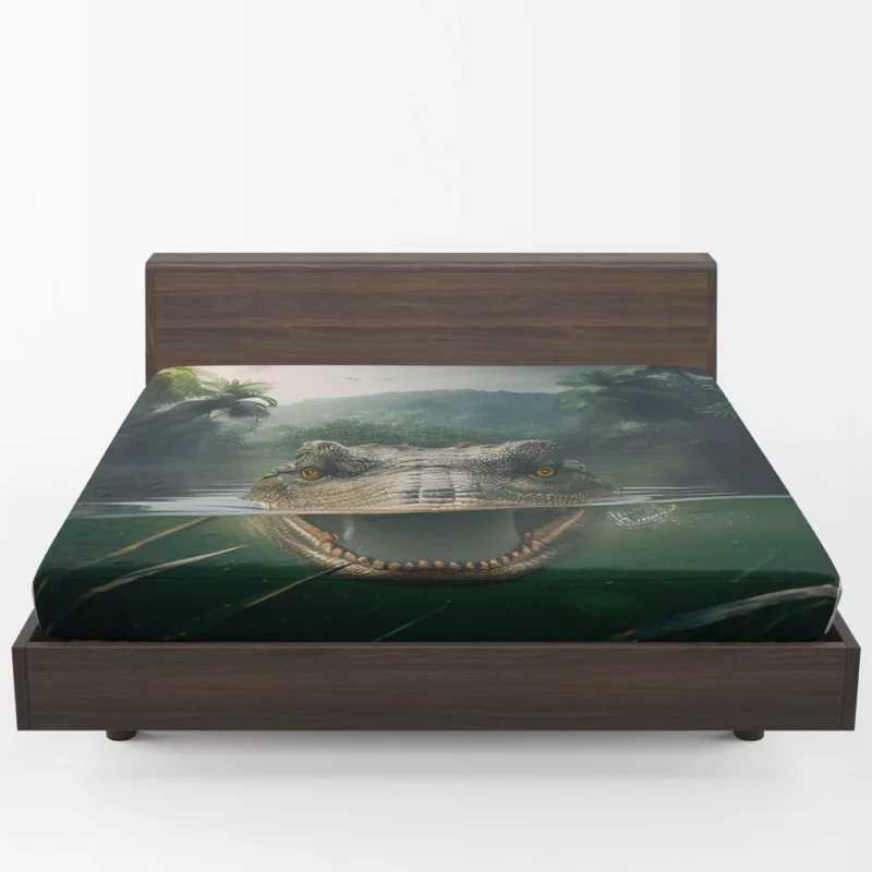 Crocodile in Lake AI Art Fitted Sheet 1