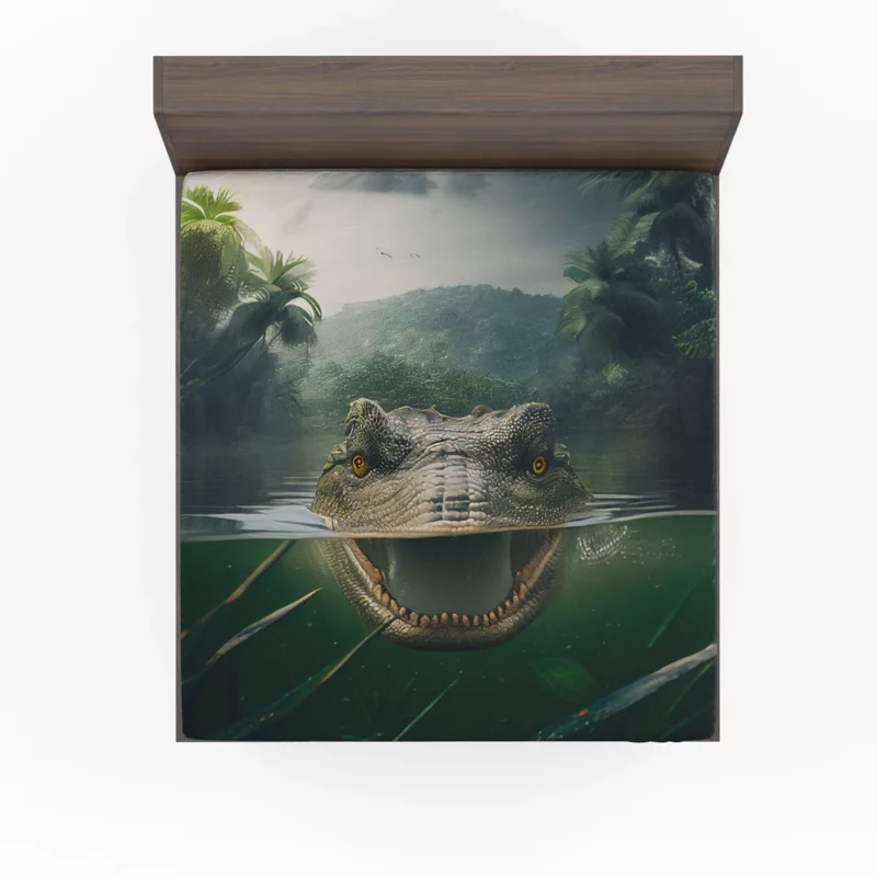 Crocodile in Lake AI Art Fitted Sheet