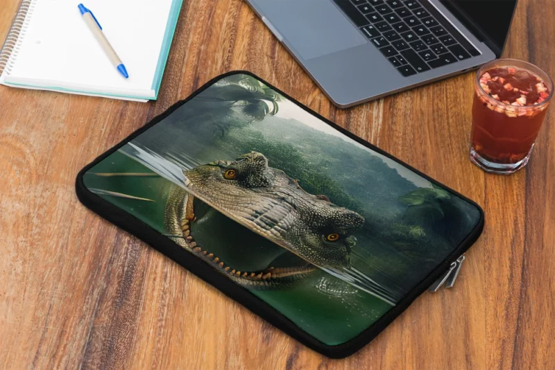 Crocodile in Lake AI Art Laptop Sleeve 2