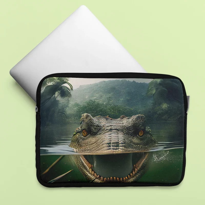 Crocodile in Lake AI Art Laptop Sleeve