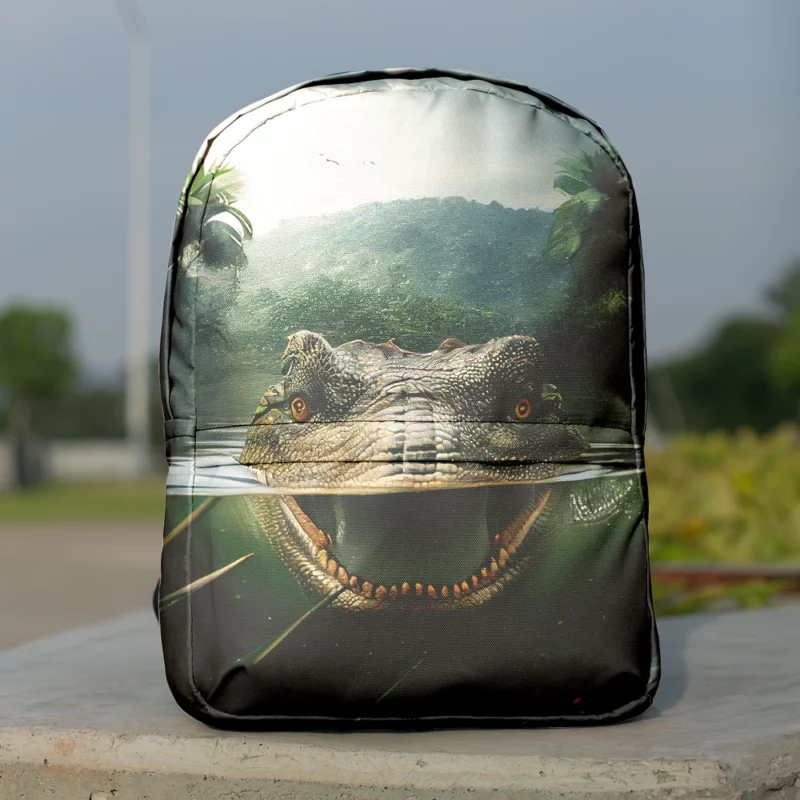 Crocodile in Lake AI Art Minimalist Backpack