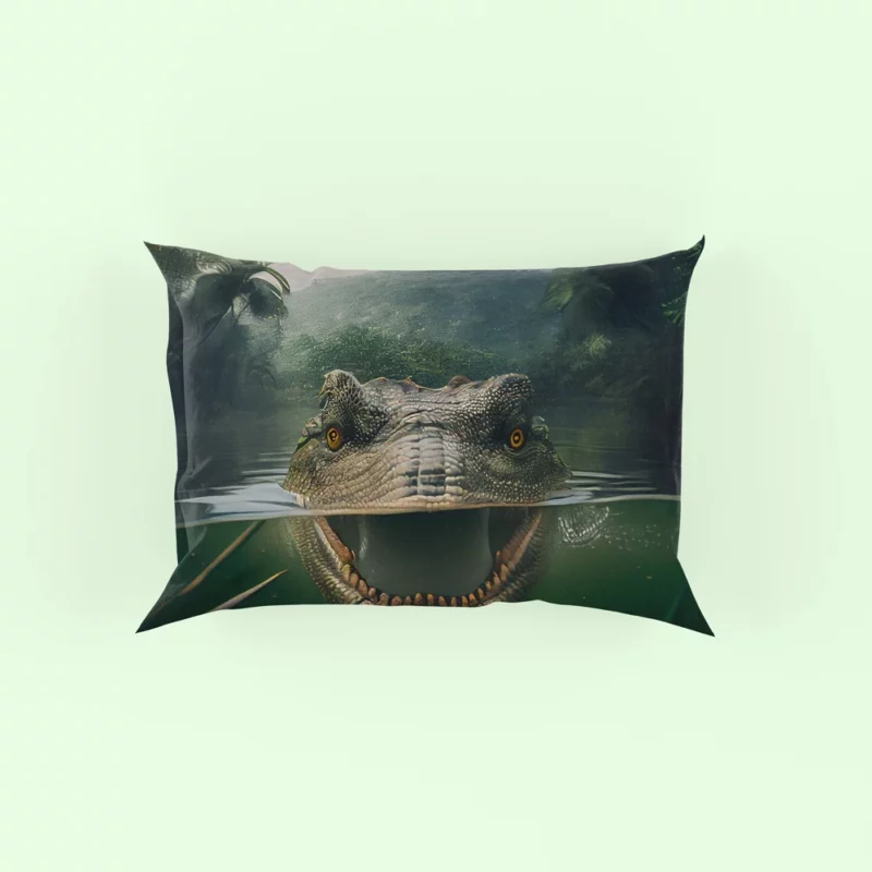 Crocodile in Lake AI Art Pillow Case