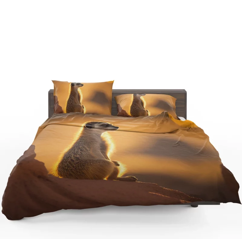 Curious Meerkat Atop Sun-Warmed Rock Bedding Set 1