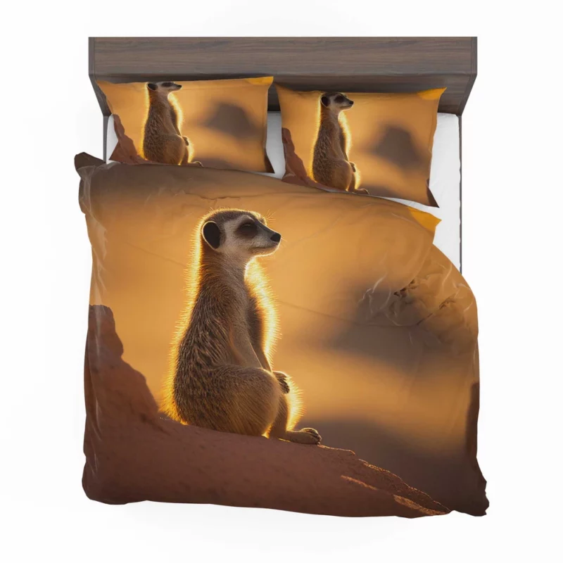 Curious Meerkat Atop Sun-Warmed Rock Bedding Set 2