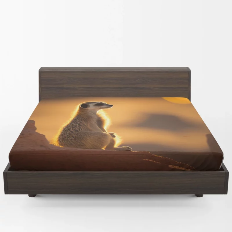 Curious Meerkat Atop Sun-Warmed Rock Fitted Sheet 1