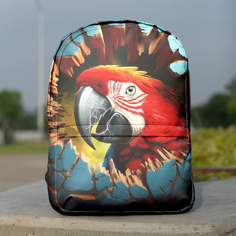 Curious Parrot Peering Through a Wall Minimalist Backpack