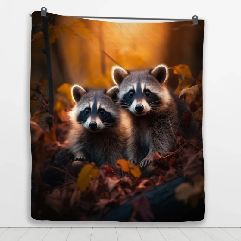 Curious Raccoon in the Wilderness Quilt Blanket 1