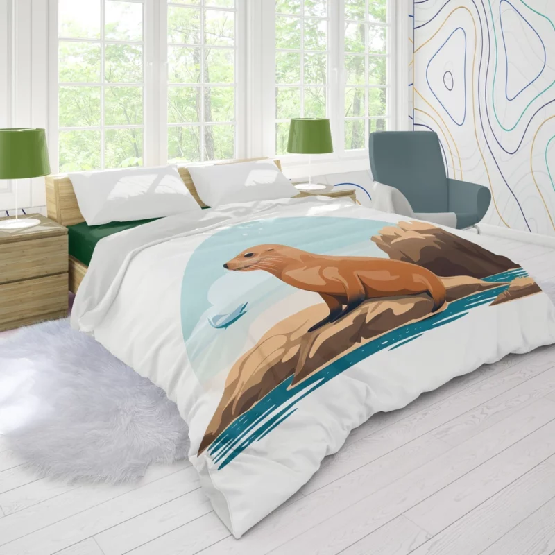 Cute 2D Seal Illustration Duvet Cover