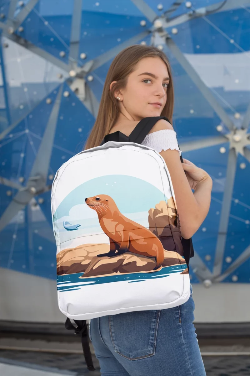 Cute 2D Seal Illustration Minimalist Backpack 2