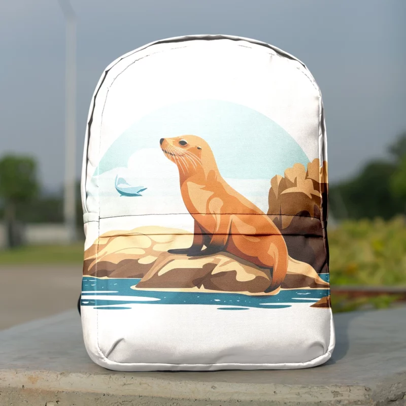 Cute 2D Seal Illustration Minimalist Backpack