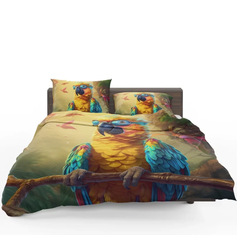 Cute 3D Colorful Macaw Parrot Bedding Set 1