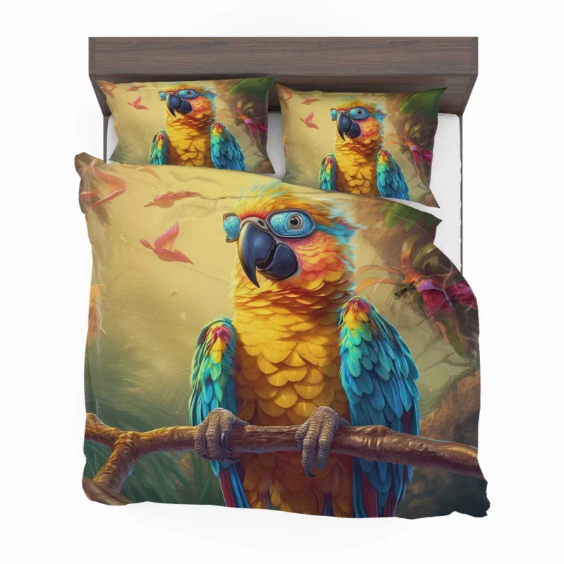 Cute 3D Colorful Macaw Parrot Bedding Set 2