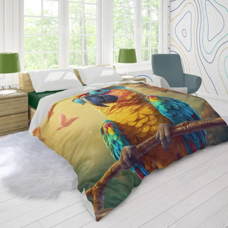 Cute 3D Colorful Macaw Parrot Duvet Cover