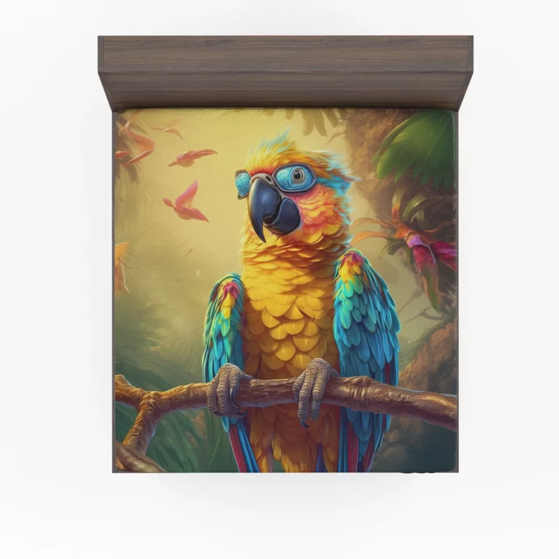 Cute 3D Colorful Macaw Parrot Fitted Sheet