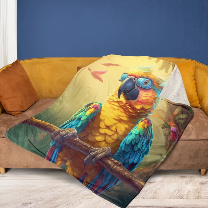 Cute 3D Colorful Macaw Parrot Fleece Blanket 1