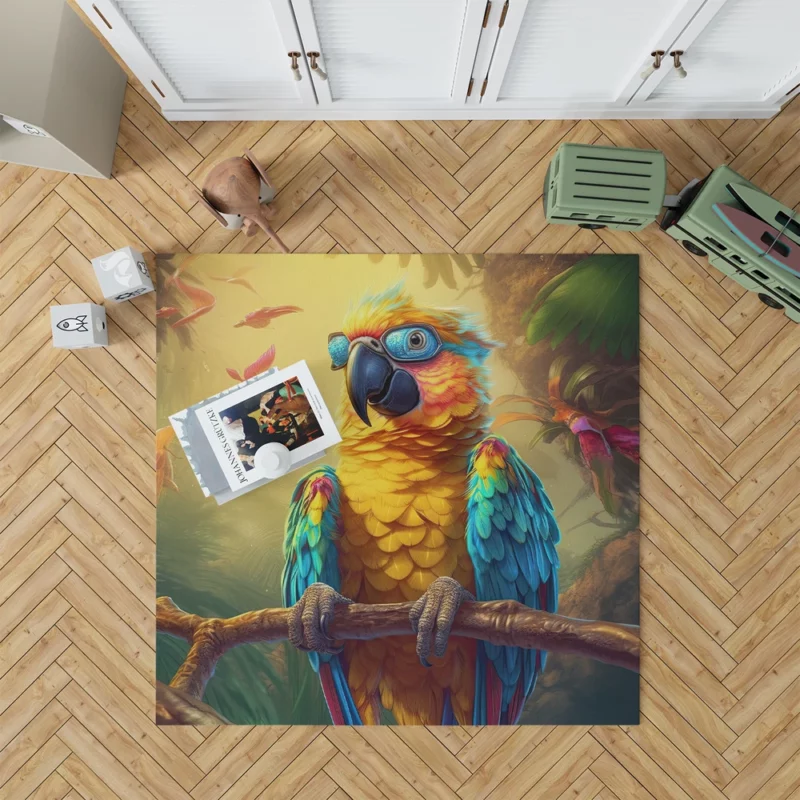 Cute 3D Colorful Macaw Parrot Rug