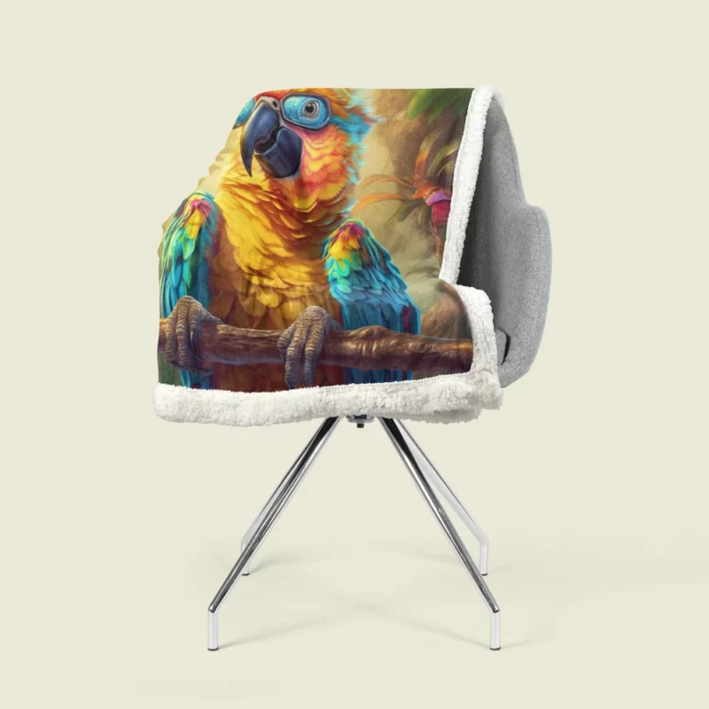 Cute 3D Colorful Macaw Parrot Sherpa Fleece Blanket 1