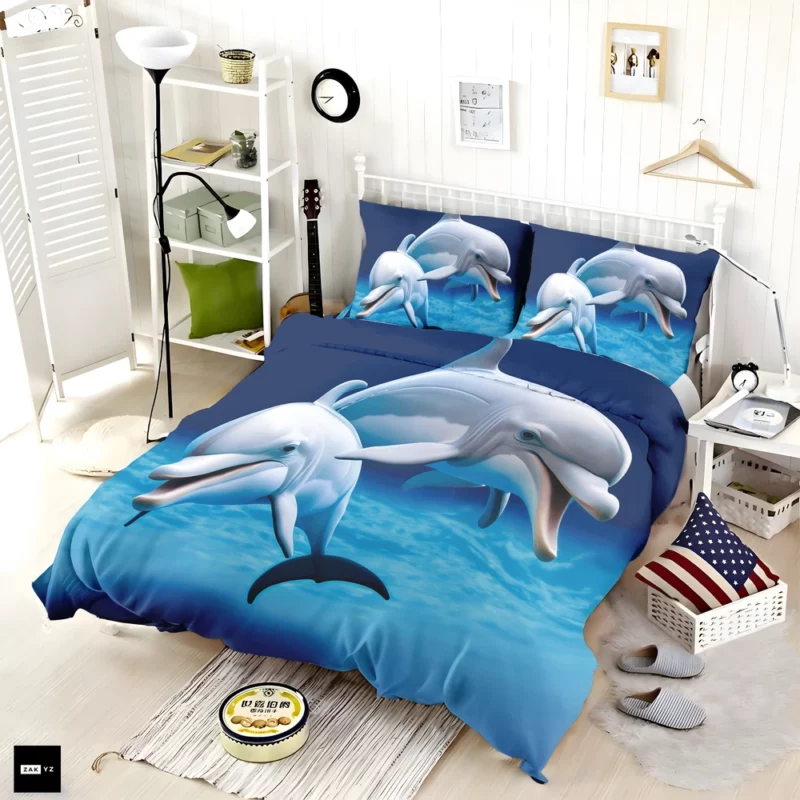 Cute 3D Dolphin Character Bedding Set