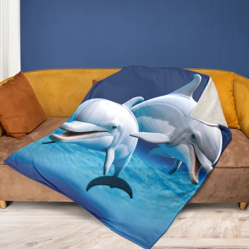 Cute 3D Dolphin Character Fleece Blanket 1